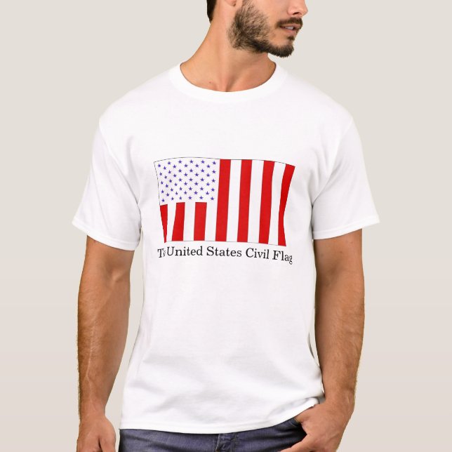 T-shirts Os Estados Unidos civis & bandeiras militares (Frente)