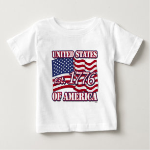 T-shirts Os Estados Unidos da América est 1776 com bandeira