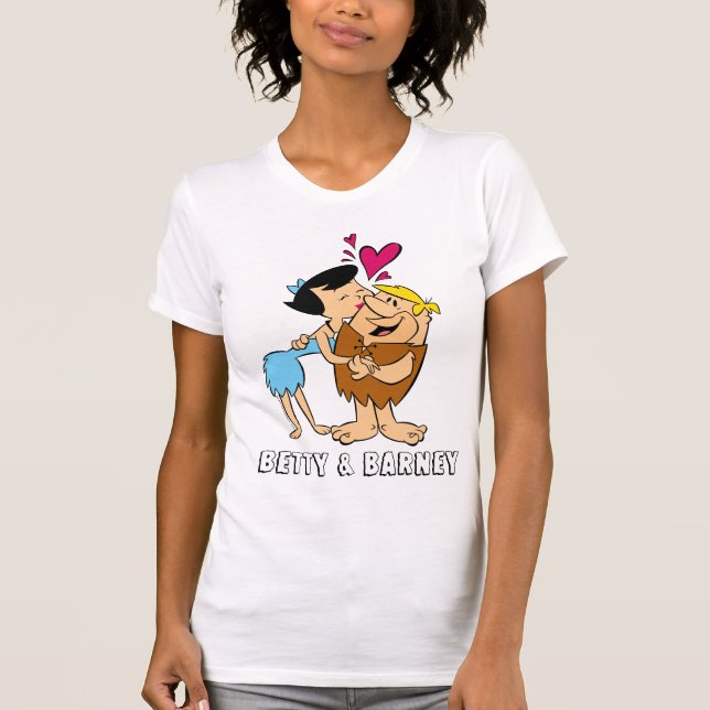 T-shirts Os Flintstones | Betty Kissing Barney (Frente)
