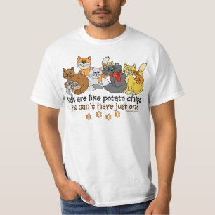 T-shirts Os gatos são como microplaquetas de batata