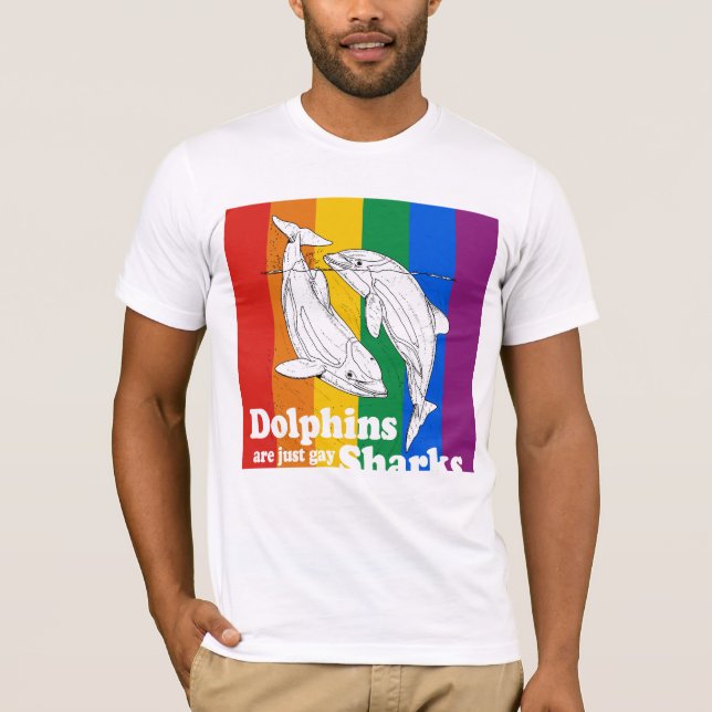 T-shirts Os golfinhos são apenas tubarões alegres (Frente)