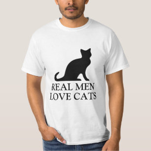 T-shirts Os homens reais amam o gatinho preto e branco da