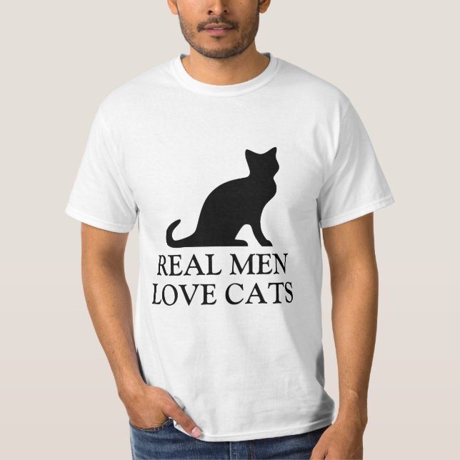 T-shirts Os homens reais amam o gatinho preto e branco da (Frente)