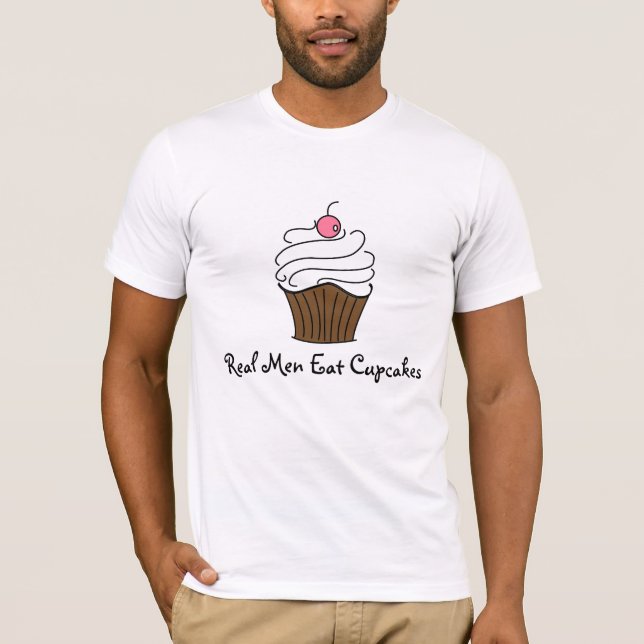 T-shirts Os homens reais comem cupcakes (Frente)