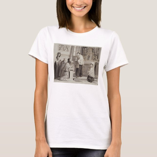 T-shirts Os sete sacramentos: Comunhão, 1779 (caneta, (Frente)