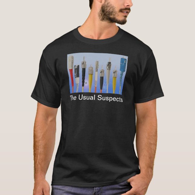 T-shirts Os suspeitos usuais (fibra óptica) (Frente)