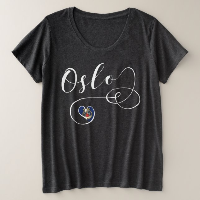 T-shirts Oslo Heart Camiseta, Noruega (Frente do Design)