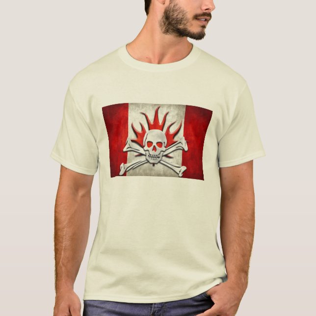 T-shirts Ossos canadenses da bandeira (Frente)