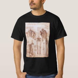 T-shirts Ossos do Esqueleto da Anatomia Humana de Leonardo