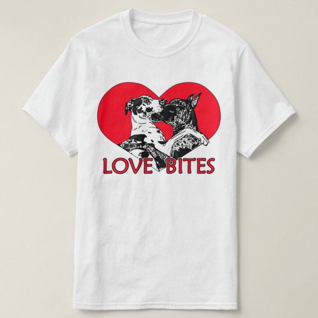 T-shirts Ótimas mordidas de amor (Frente do Design)