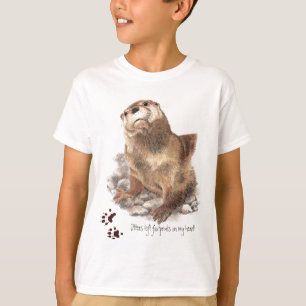 T-shirts Otters deixou pegadas no meu coração, animal engra