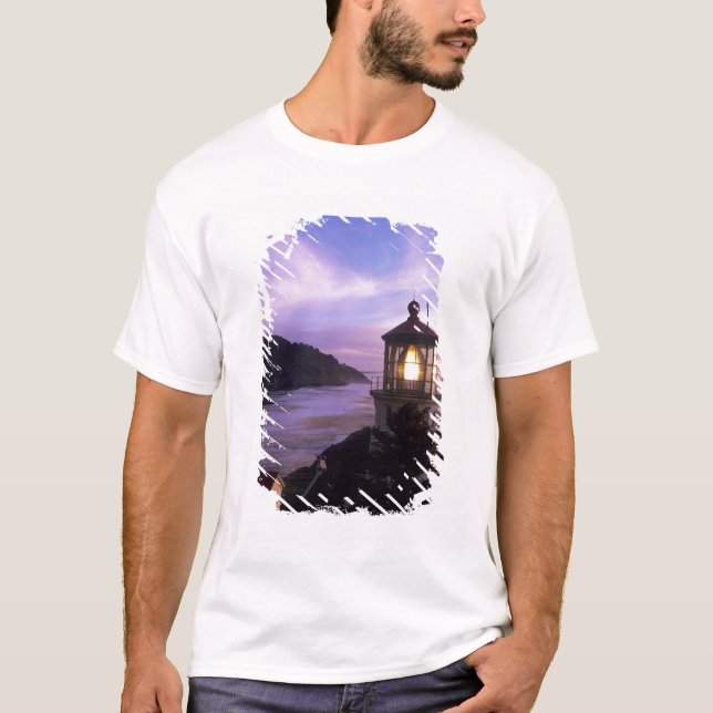 T-shirts OU, Costa do Oregon, Farol de Heceta Head, em (Frente)