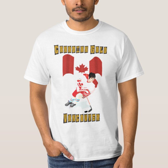 T-shirts Ouro de Canadá - hóquei das olimpiadas dos homens (Frente)