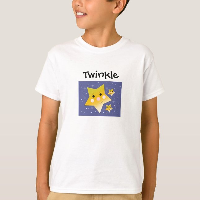 T-shirts Ouro Stars em um fundo azul (Frente)