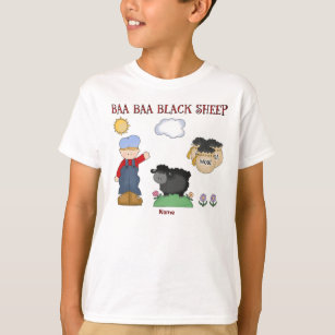 T-shirts Ovelhas negras personalizadas do Baa do Baa, rima