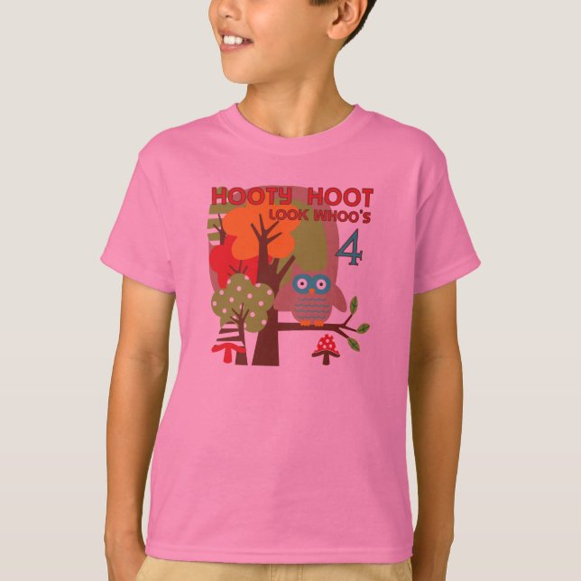 T-shirts Owl 4th Birthday T shirts e presentes (Frente)