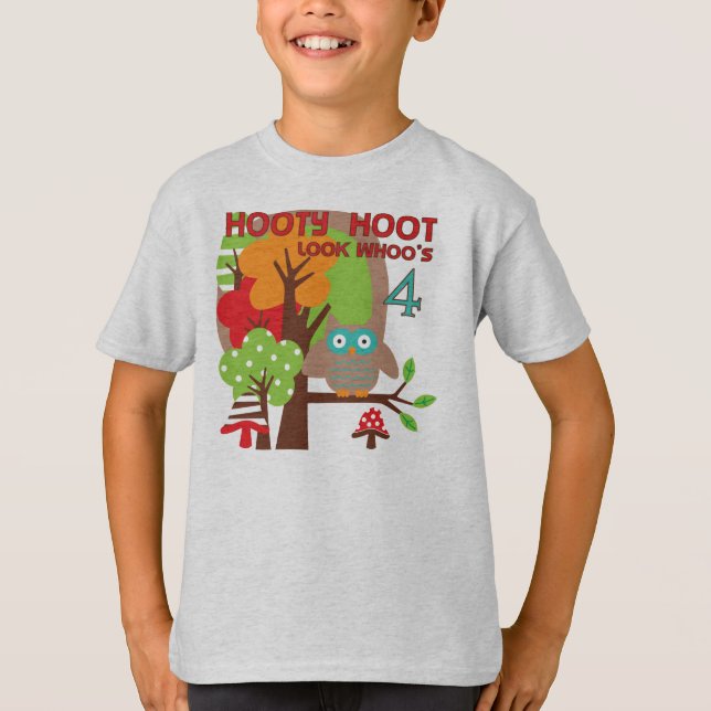 T-shirts Owl 4th Birthday T shirts e presentes (Frente)