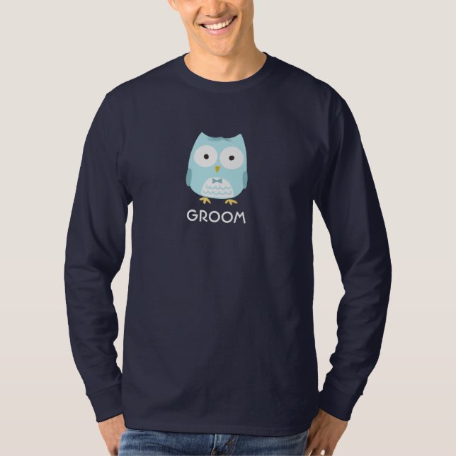 T-shirts Owl Groom, Novo Marido Fofo Novo (Frente)