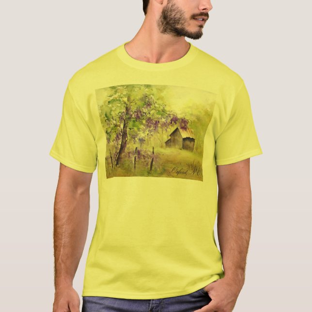T-shirts Oxford, paisagem do NC e celeiro (Frente)