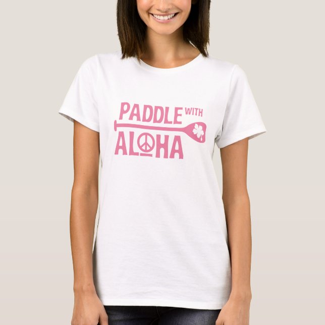 T-shirts Pá de Wahine com Aloha guarda do prurido (rosa) (Frente)