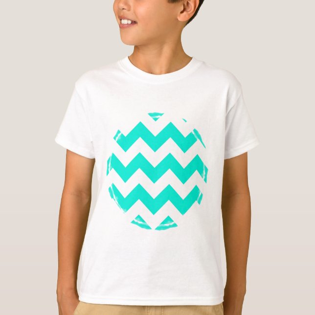 T-shirts Padrão Aqua e Chevron Branco (Frente)