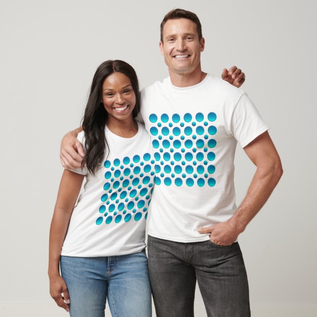 T-shirts padrão bolinhas azul (Unissex)