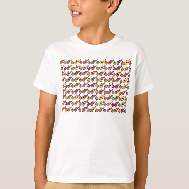 T-shirts Padrão Colorido Bikes (Frente)