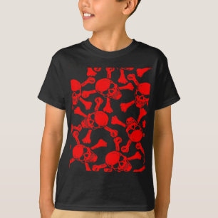 T-SHIRTS PADRÃO DE CRÂNIOS GÓTICOS OSSOS CRUZADOS