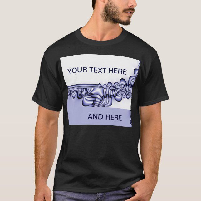 T-shirts Padrão de Design gráfico - azul branco + texto (Frente)