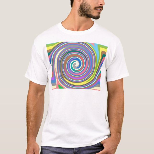 T-shirts Padrão de espiral do arco-íris colorida (Frente)