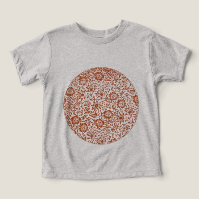 T-shirts Padrão de Malva de William Morris: Floral Terracot (Design frontal)