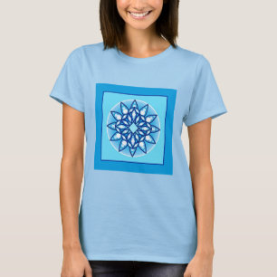T-shirts Padrão de mandala em turquesa, cobalto e branco