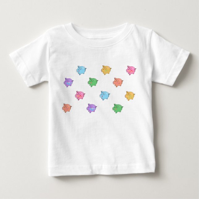 T-shirts Padrão de Suíno de Pastel (Frente)