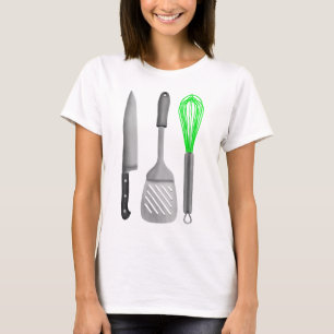 T-shirts padrão de untensílios de cozinha de foodie
