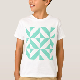 T-shirts Padrão Geométrico do Deco Cubo Seafoam Green