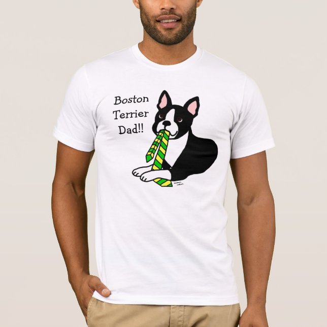 T-shirts Pai de Boston Terrier com laço 1 (Frente)