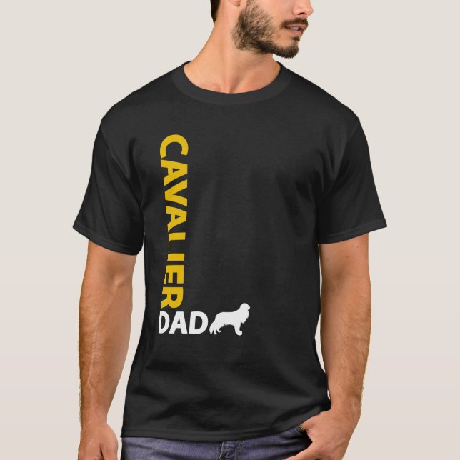 T-shirts Pai descuidado do Spaniel de rei Charles (Frente)