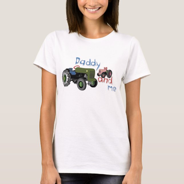 T-shirts Pai e mim tratores da menina (Frente)