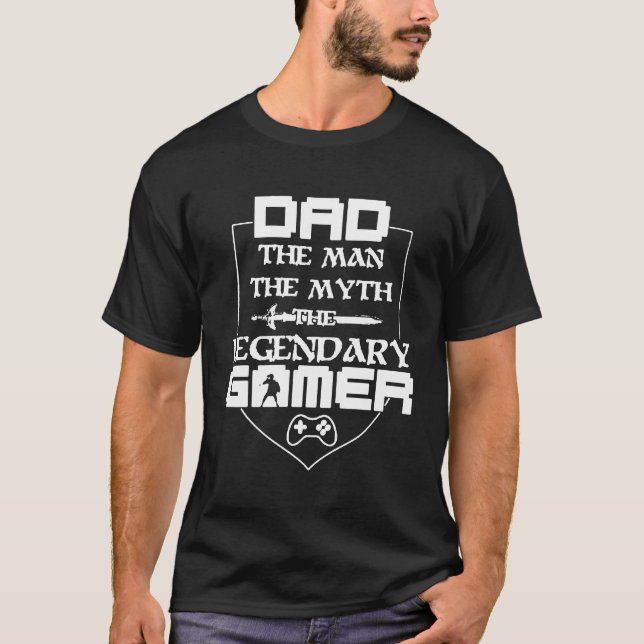 T-shirts Pai o homem o mito o Gamer legendário (Frente)