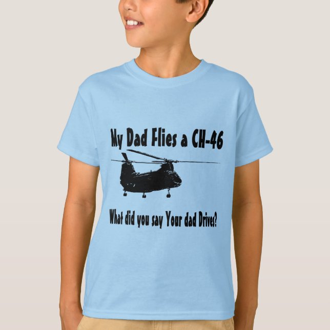 T-shirts Pai voa um helicóptero CH 46 (Frente)