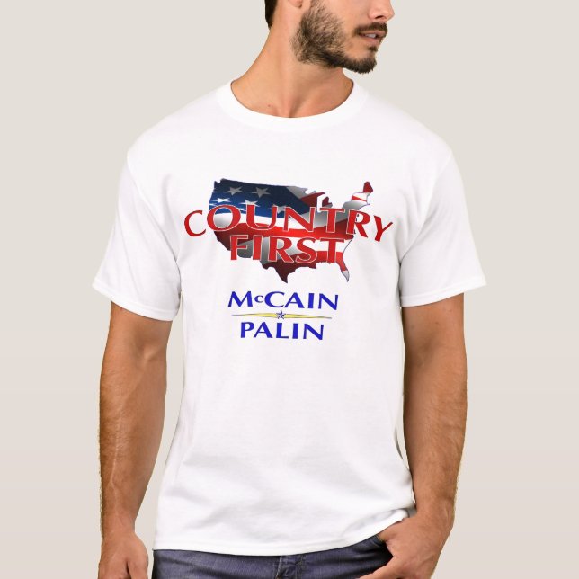 T-shirts País primeiramente - McCain Palin 2008 (Frente)