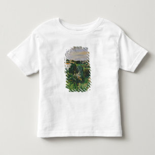 T-shirts Paisagem de Paul Cezanne   com telhado vermelho ou