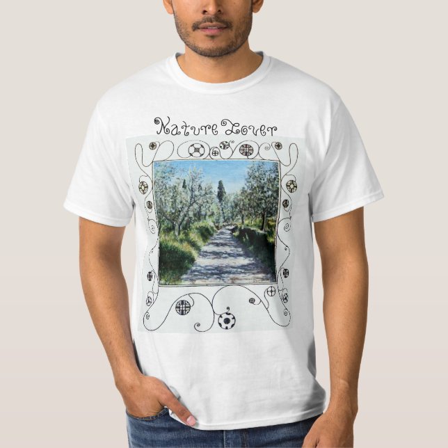 T-SHIRTS PAISAGEM TUSCÂNICA COM TAMPA NATAL DE OLIVEIRAS (Frente)