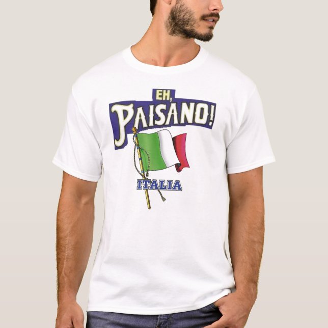 T-shirts Paisano com bandeira italiana (Frente)