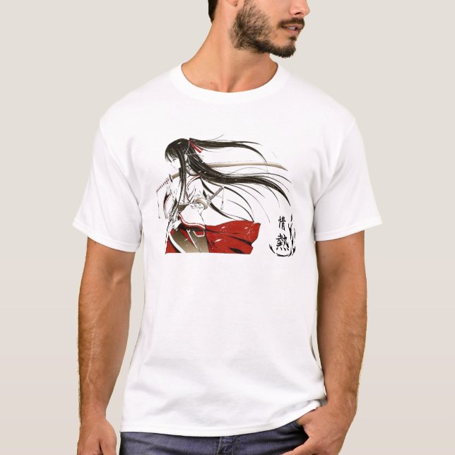 T-shirts Paixão japonesa - samurai da menina (Frente)