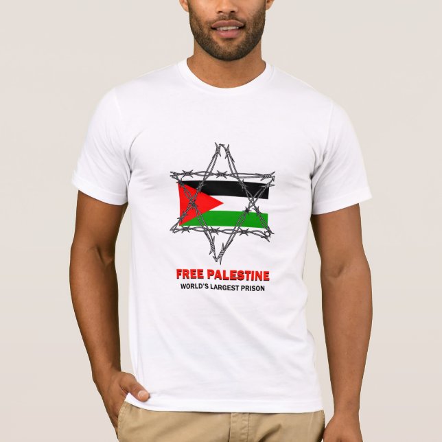 T-shirts PALESTINA LIVRE: A prisão a maior do mundo (Frente)