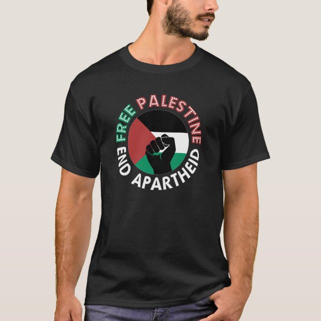 T-shirts Palestina livre acaba com o apiteu sinalizador neg (Frente)