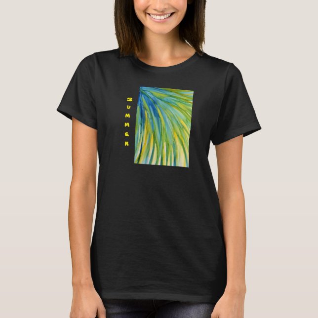 T-shirts Palm Tree Abstrato Watercolor (Frente)