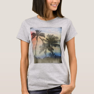 T-shirts Palmeira Tropical, Praia Pôr do Sol de Verão,