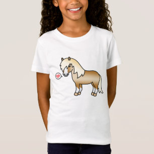 T-shirts Palomino Shetland Pony e Coração Rosa Mostrando Am